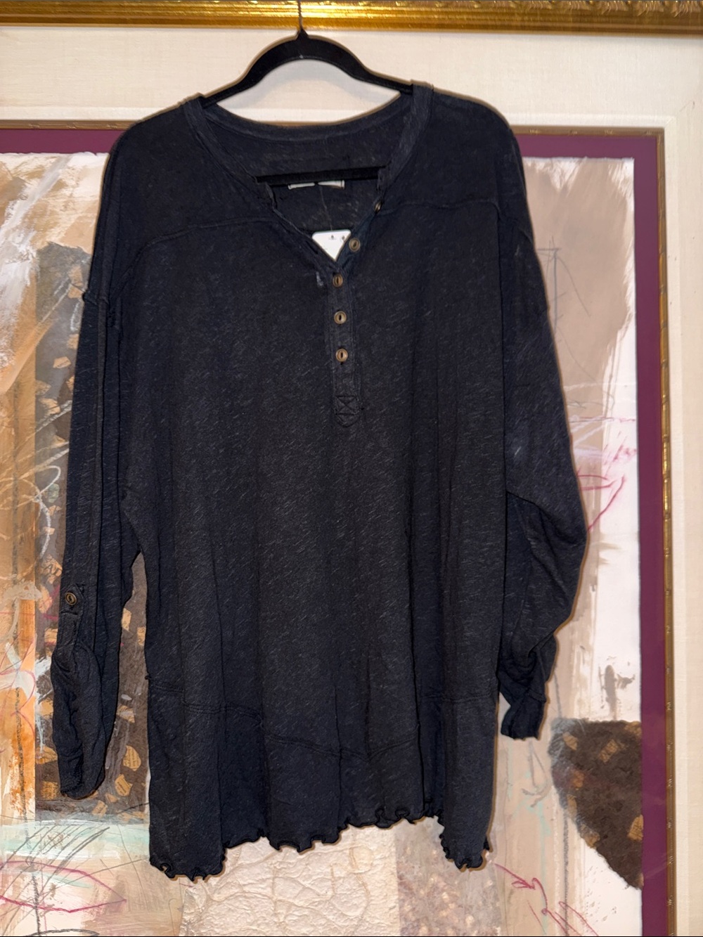 We The Free Black Button-Front Tunic